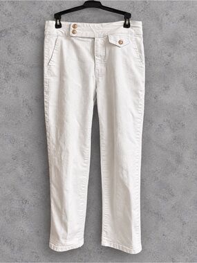 d.jeans Size 6 White Straight Leg Jeans Gold Button Stretch Denim Pants